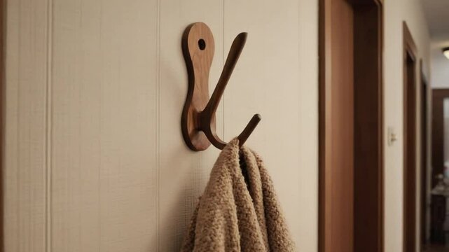 Wooden Coat hook elegant video. Ai generated.