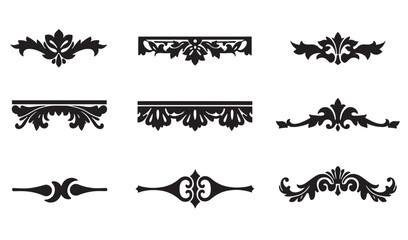 Decorative black flourishes and design elements icon set for elegant design projects