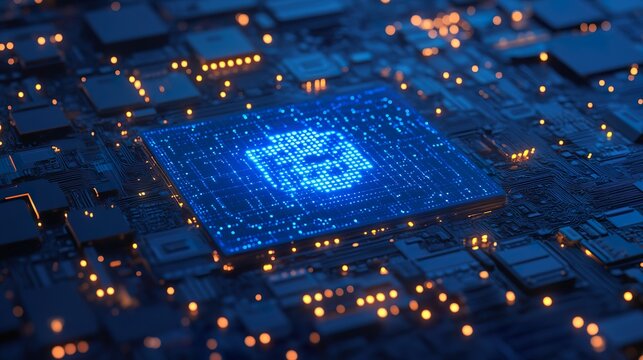 Professional workspace showcasing AI features on digital display