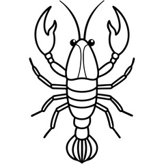 Simple Yabby Silhouette Line Drawing
