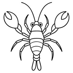 Simple Yabby Silhouette Line Drawing