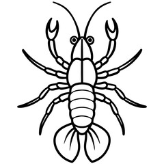 Simple Yabby Silhouette Line Drawing