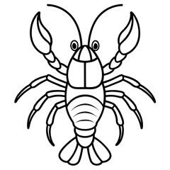 Simple Yabby Silhouette Line Drawing
