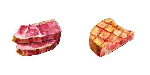 pork slice watercolor vector illustration