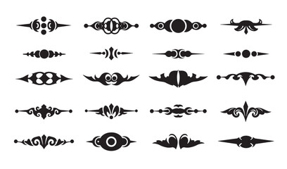 Fototapeta premium Elegant decorative dividers and page border elements black silhouette icon set