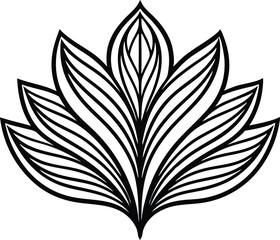 Vector art of a simple black line drawing of a lotus flower isolated on transparent background