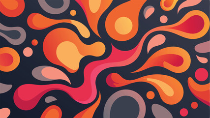 Vector art of abstract orange and red liquid blobs isolated on transparent background, a dynamic design element