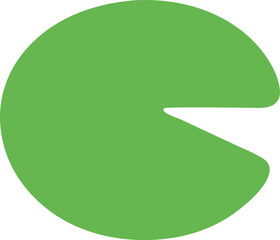 A vivid green lily pad with a distinctive notch, showcasing nature's simple beauty and unique leaf structure in detailed clarity