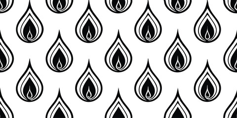 Vector art of a seamless pattern of stylized black flames isolated on transparent background