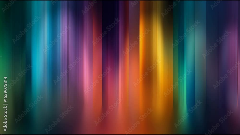 Poster colorful vertical light bands flowing gently across animated gradient background, generating dynamic