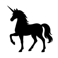 Elegant Vector Silhouette of a Unicorn Standing in Side Profile