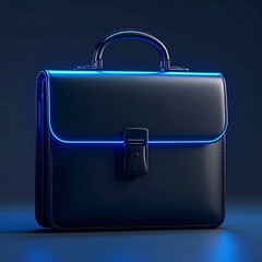 Blue Illuminated Briefcase on Dark Background