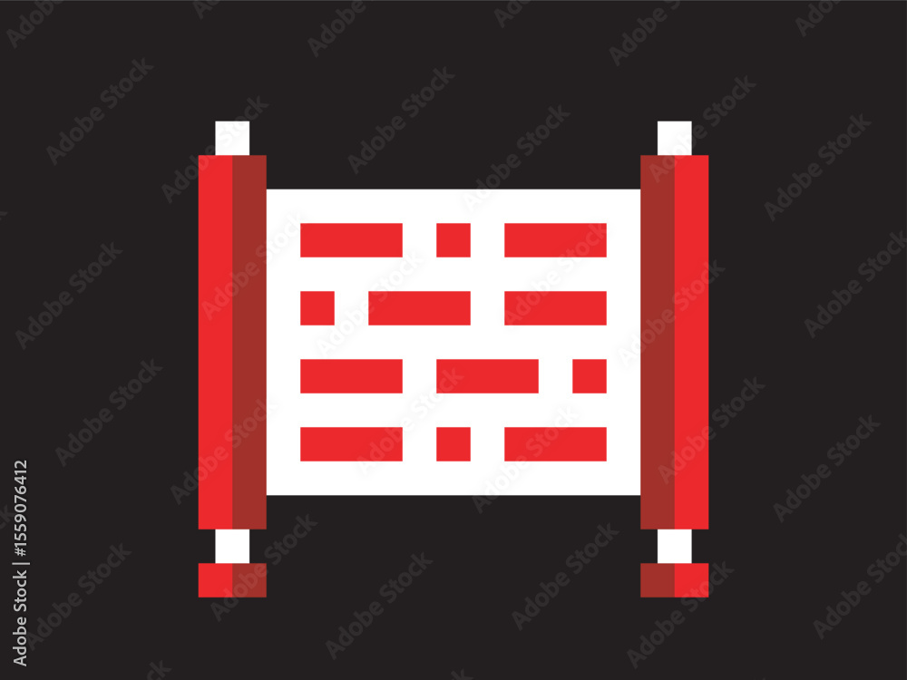 Fototapete simple pixel art scroll with red blocks message on white display