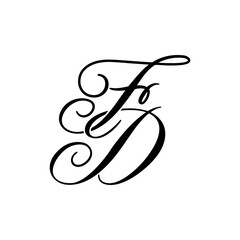 Elegant FD Monogram in Black Script – Stylish Calligraphy Initial Logo on White Background