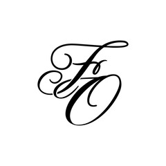 Elegant FO Monogram in Black Script – Stylish Calligraphy Initial Logo on White Background