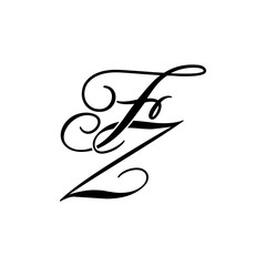 Elegant FZ Monogram in Black Script – Stylish Calligraphy Initial Logo on White Background