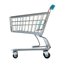 Empty shopping cart on black background ready for grocery shopping