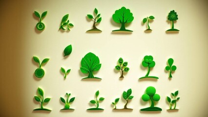 Fototapeta premium hand drawn vector illustration of a set of green leaves