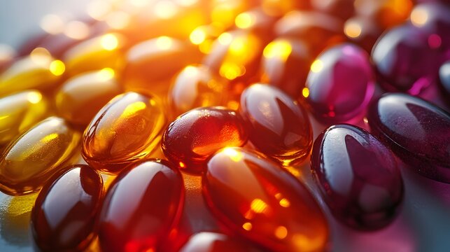 C&aacute;psulas y suplementos sobre fondo claro en dise&ntilde;o brillante moderno