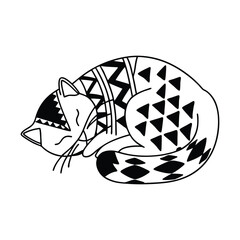 Modern Abstract Sleeping Cat Vector for International Cat Day