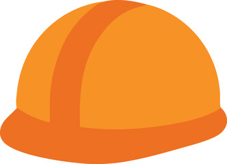 An orange construction worker helmet with a stripe for safety in a vector illustration, symbolizing workplace safety and protection on construction sites and industrial environments.