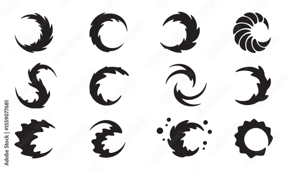 Poster a collection of abstract vector icons showcasing creative c shapes and swirls ideal for design eleme