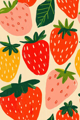 Stawberry Pattern created with Generative AI Technology, ai, generative