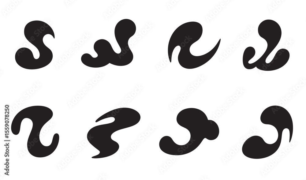 Poster abstract black shapes design elements icon set for graphic design and web design