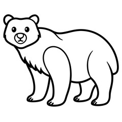 Spectacled Bear Line Vector White Ink Style