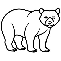 Spectacled Bear Line Vector White Ink Style