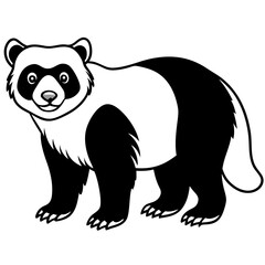 Spectacled Bear Line Vector White Ink Style