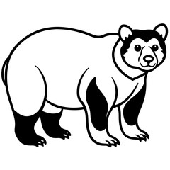 Spectacled Bear Line Vector White Ink Style