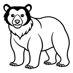 Spectacled Bear Line Vector White Ink Style