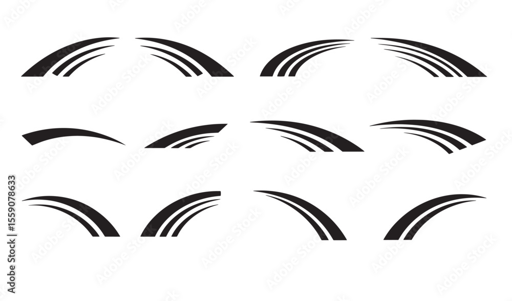 Poster abstract speed lines icon set in various styles suitable for design projects and graphic elements