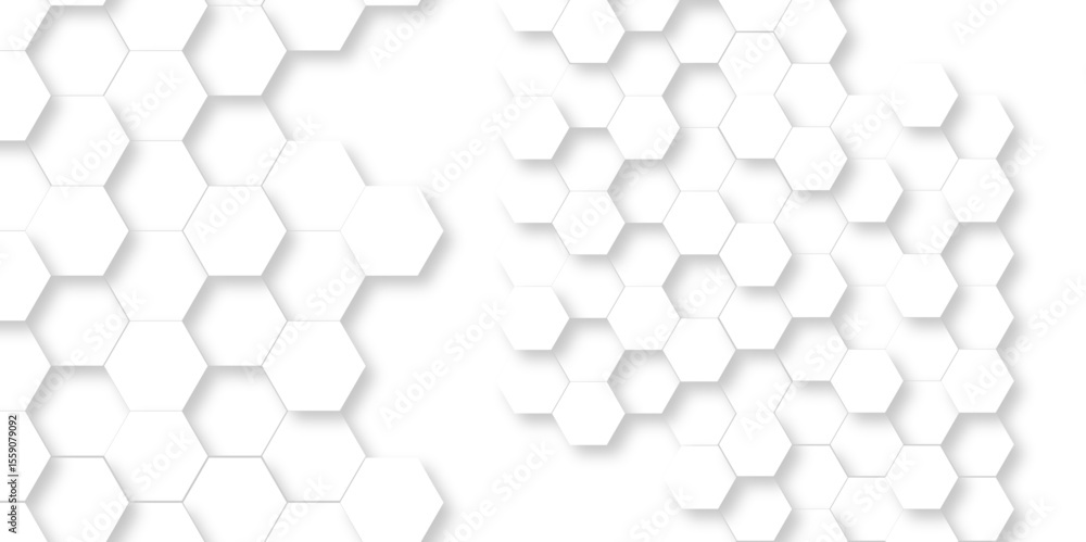 Poster abstract geometric vector minimal white lines hexagonal structure futuristic white background and em