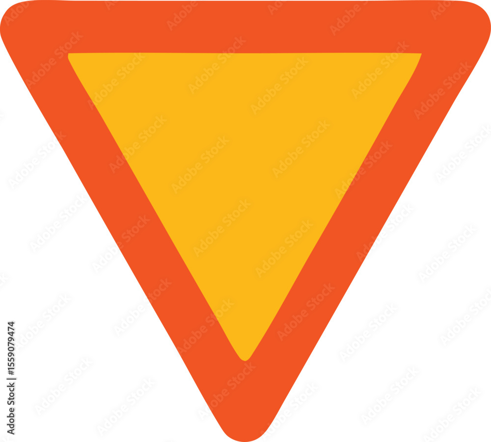 Aufkleber yellow inverted triangle road sign with an orange border warns drivers to yield the right-of-way to 