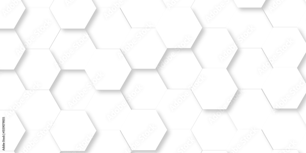 Poster abstract geometric vector minimal white lines hexagonal structure futuristic white background and em