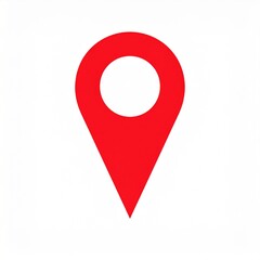 Red Map Location Pin on White Background