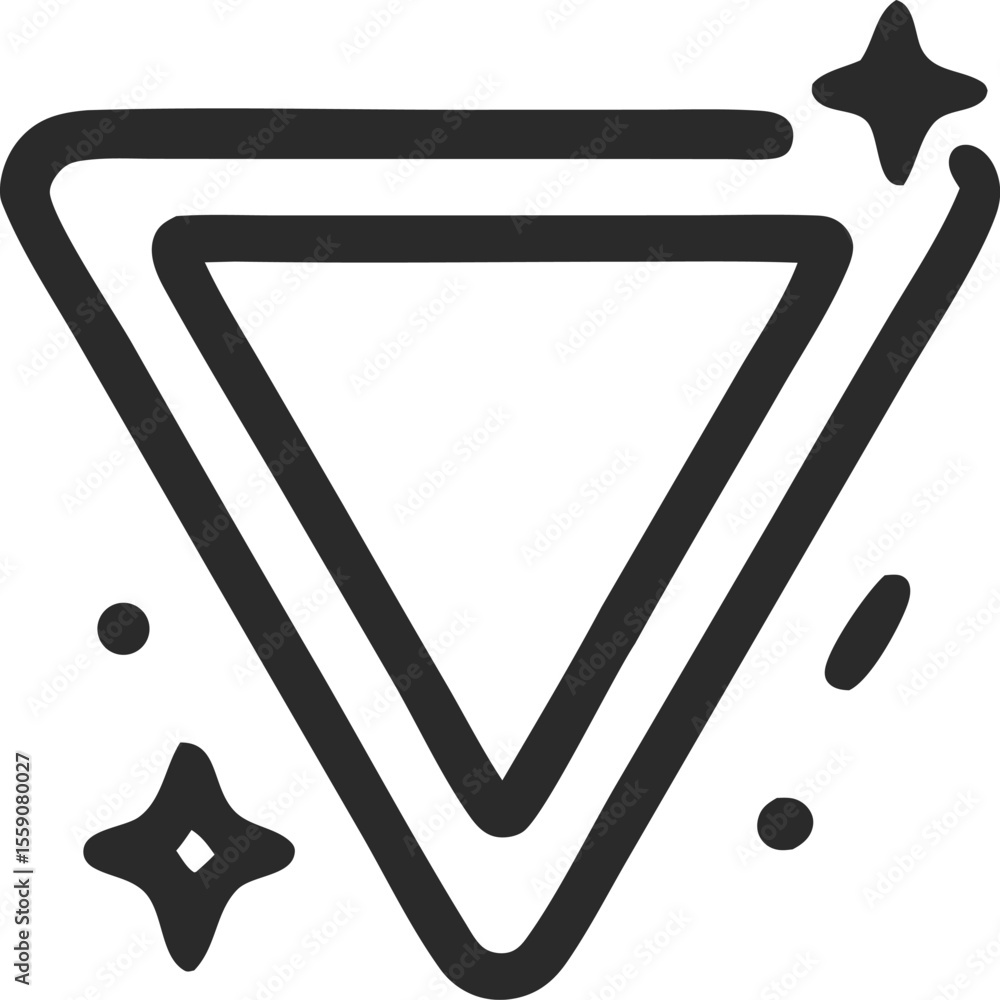 Aufkleber elegant triangle shape with shining stars and dots, vector design for decorative elements and backgr