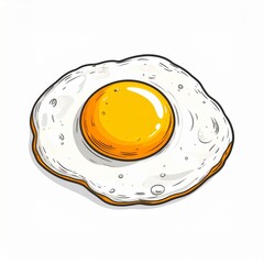 Fried Egg Illustration White Background