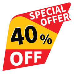 40% off discount promotion vector illustration, offer sale banner, big sales offer design in typography, vector in transparent background