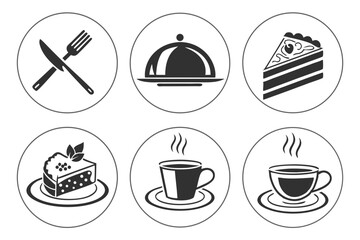 catering icon set sihouette black vector bundle