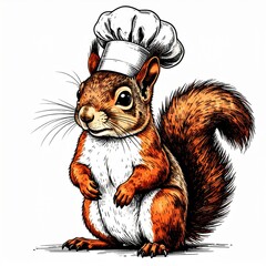 Cute Cartoon Squirrel Wearing a Chef Hat
