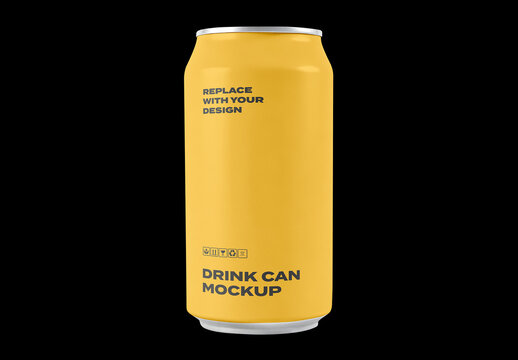 Metallic Drink Can Beer Coffee Drink Energetic Bevarage Juice Soft Soda Pack Package Box Shop Plastic Mockup Template Packaging Branding Brand Identity