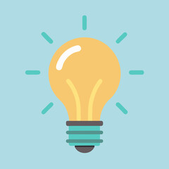 Bulb Icon – Flat Vector Design Representing Bright Idea or Solution