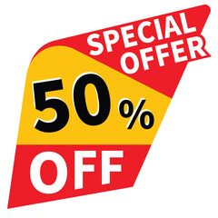 50% off big deal discount promotion vector illustration, offer sale banner, big sales offer design in typography, vector in transparent background
