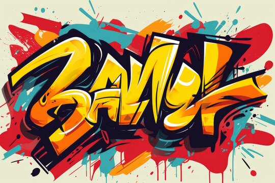 Vibrant graffiti art explodes with color and energy, showcasing the word bang. In a dynamic and expressive style