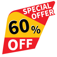 60% off big deal discount promotion vector illustration, offer sale banner, big sales offer design in typography, vector in transparent background