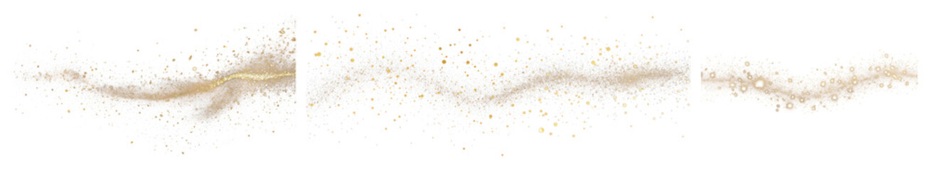 Obraz premium PNG Golden glitter wave pattern, element set on transparent background