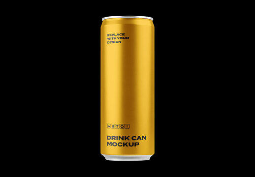 Metallic Drink Can Beer Coffee Drink Energetic Bevarage Juice Soft Soda Pack Package Box Shop Plastic Mockup Template Packaging Branding Brand Identity